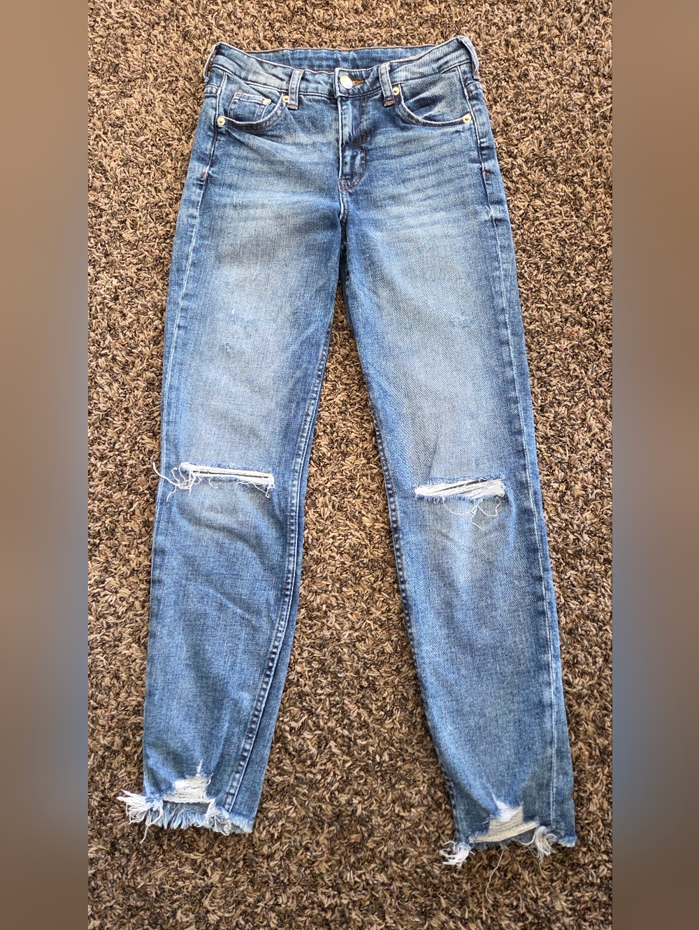H&M Light Blue Skinny Distressed Jeans SIZE 0